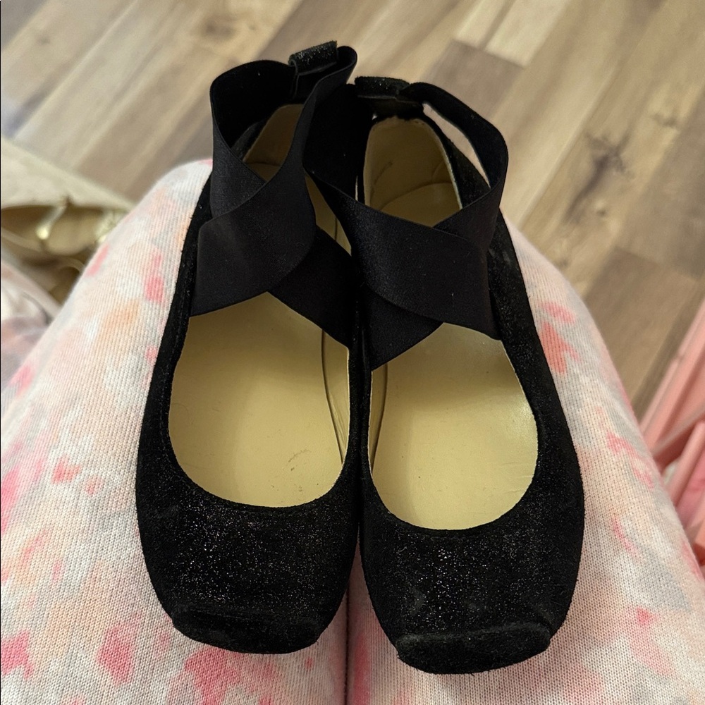 Janie and Jack Black Glitter Flats